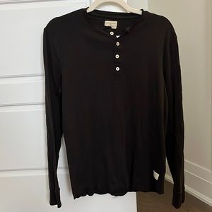 Selected Homme Black Henley - Size Small